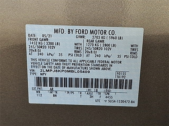 2021 Lincoln Nautilus Reserve AWD w/2.7L Engine