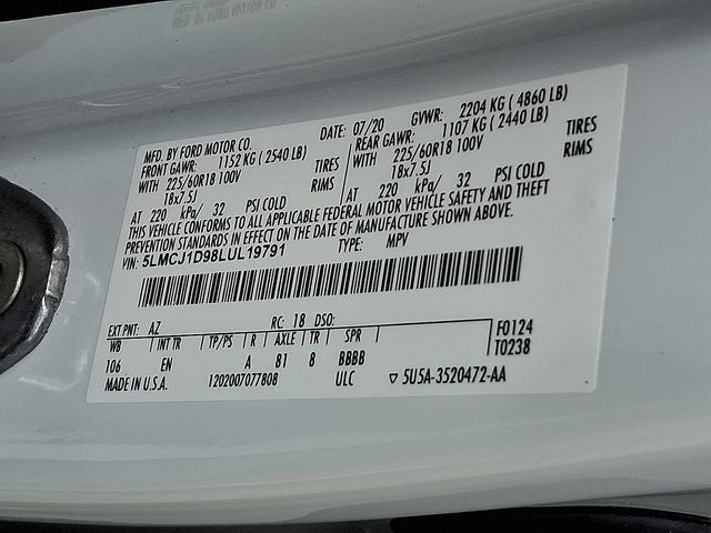2020 Lincoln Corsair Standard AWD w/101a, Elements Pkg