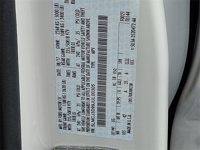 2018 Lincoln MKC Reserve AWD w/Climate Pkg