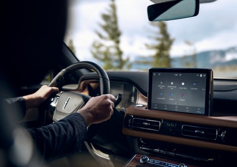 The center touch screen in a 2024 Lincoln Aviator® SUV is shown | Biondi Lincoln in Monroeville PA