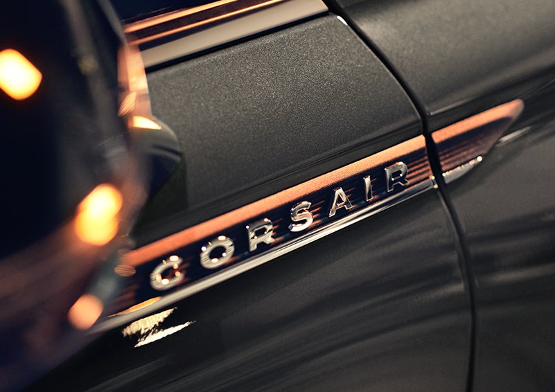 The stylish chrome badge reading “CORSAIR” is shown on the exterior of the vehicle. | Biondi Lincoln in Monroeville PA