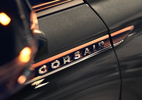 The stylish chrome badge reading “CORSAIR” is shown on the exterior of the vehicle. | Biondi Lincoln in Monroeville PA