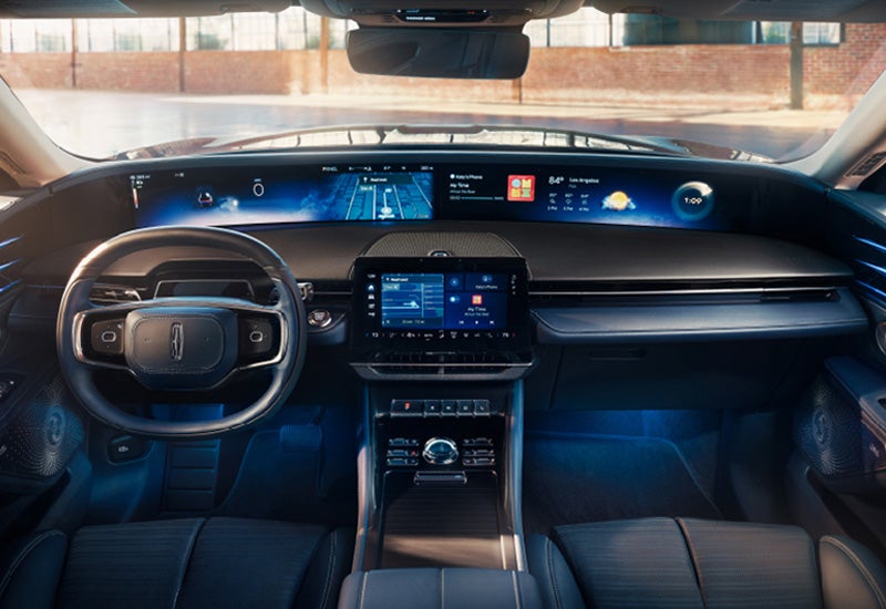 A large panoramic display is shown on the dashboard of a 2024 Lincoln Nautilus® SUV | Biondi Lincoln in Monroeville PA