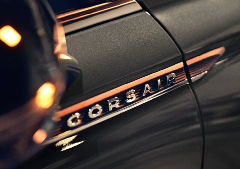 The stylish chrome badge reading “CORSAIR” is shown on the exterior of the vehicle. | Biondi Lincoln in Monroeville PA