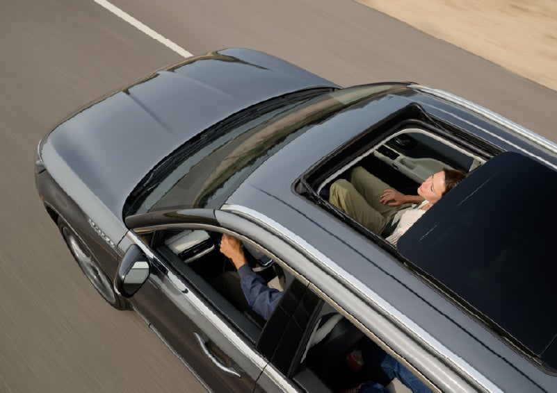 The available panoramic Vista Roof® of a 2027 Lincoln Aviator® SUV is open. | Biondi Lincoln in Monroeville PA