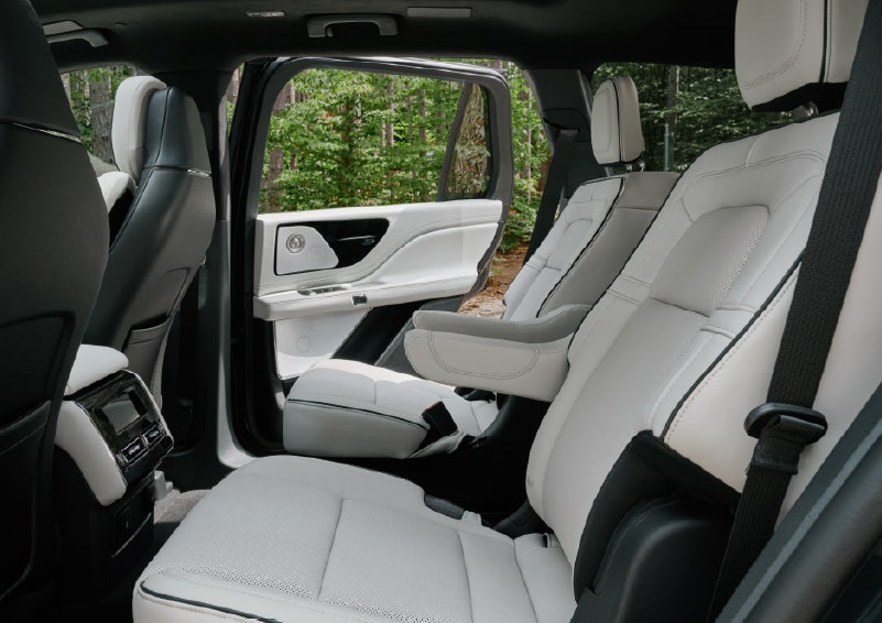 A side view of the second row with captain’s chairs in a 2027 Lincoln Aviator® Black Label™ SUV. | Biondi Lincoln in Monroeville PA