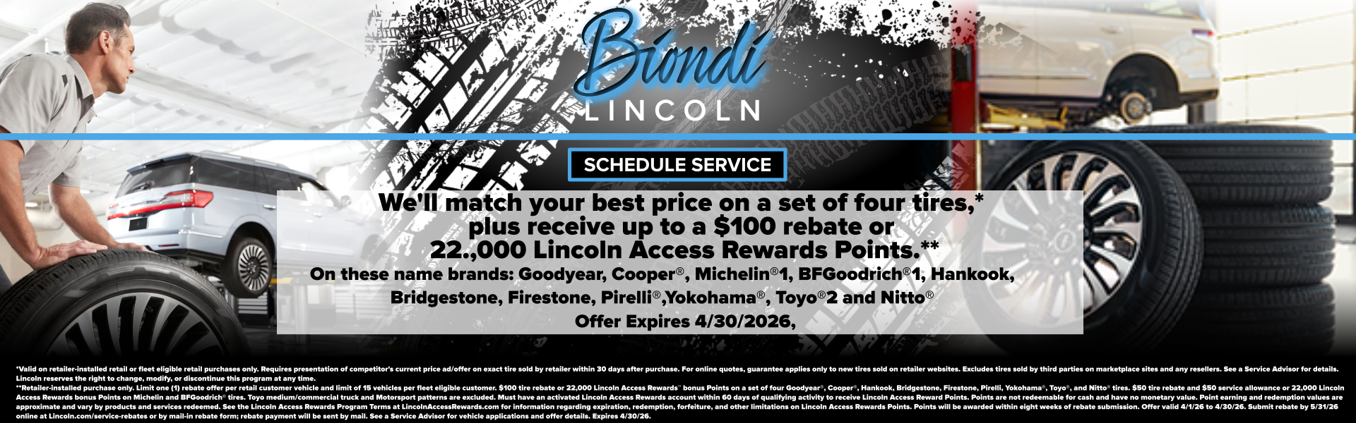 April 2026 $100 Tire Rebate on Select Brands