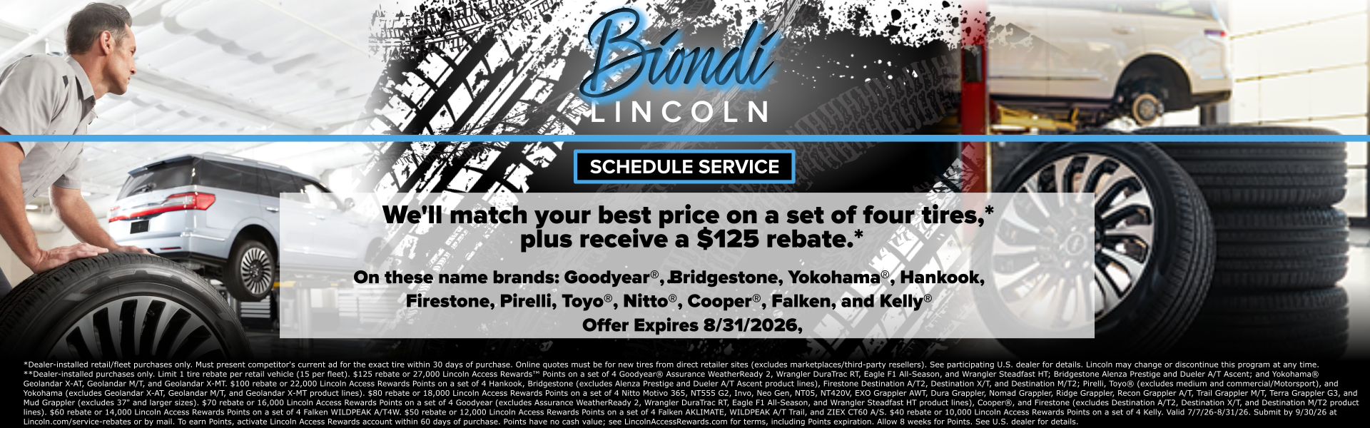 $125 Rebate on Select 4 Tires