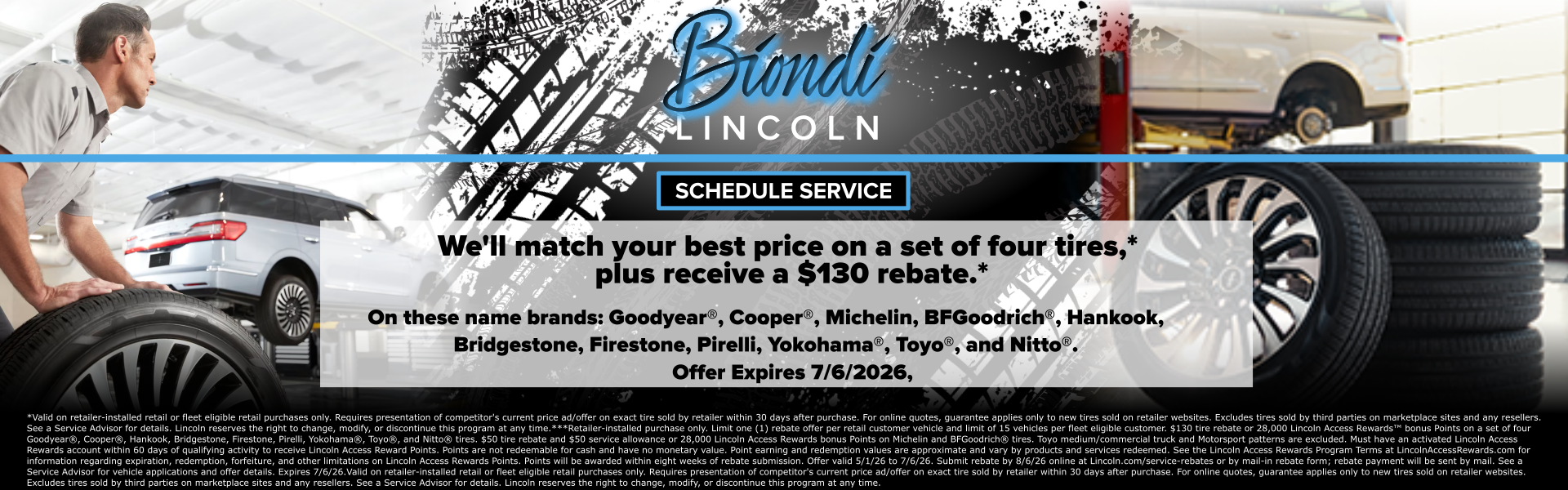 We'll match your best price on a set of four tires,* plus re