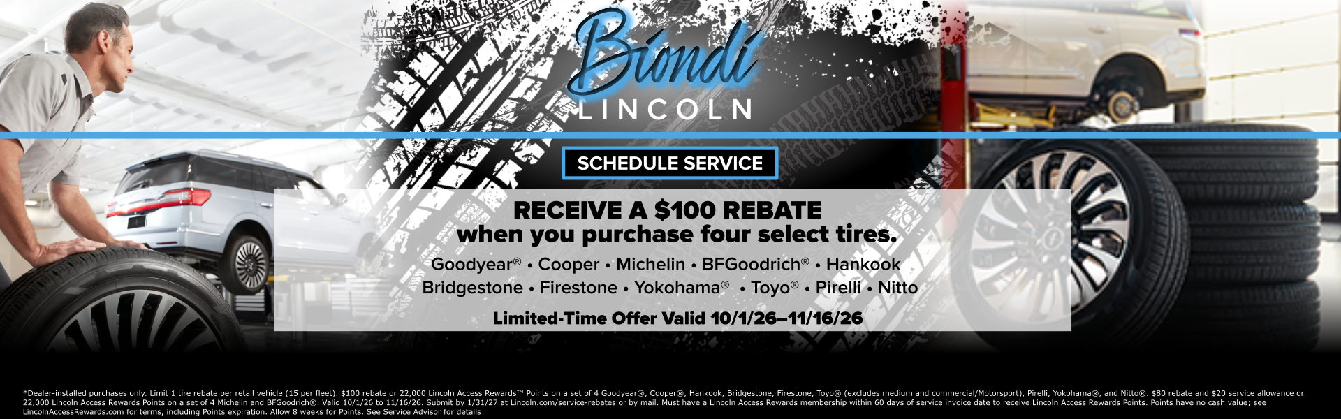 $100 Rebate on select 4 tires