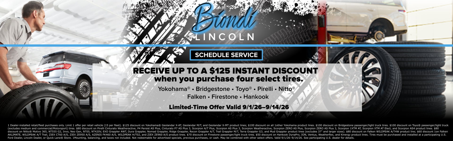 $125 Instant discount on four Tires